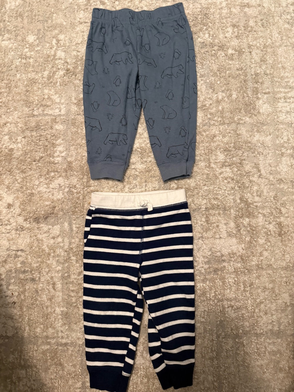 Carter's Slate Blue Bear Print & Navy Striped Jogger Set size 12M